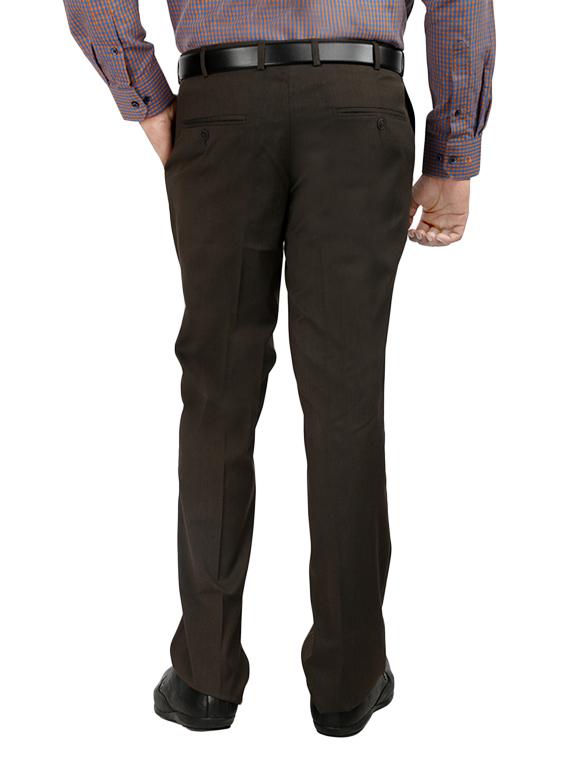 brown polyester flat front trousers formal - 12483722 - Zoom Image - 3