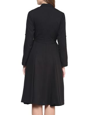 black crepe shirt dress - 12483735 - Standard Image - 3