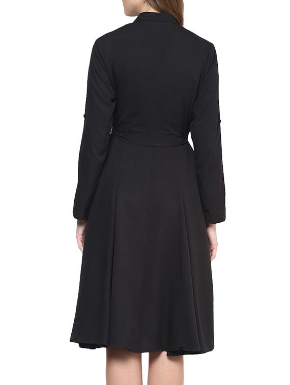 black crepe shirt dress - 12483735 - Zoom Image - 3