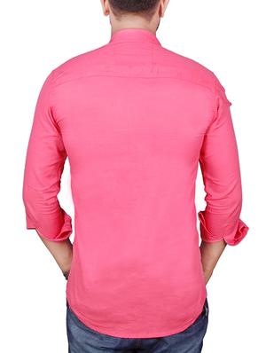 pink linen casual shirt - 12484969 - Standard Image - 3