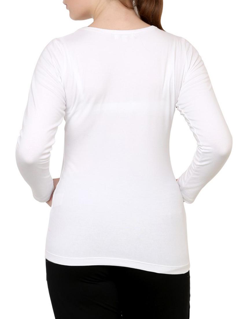 Solid White Cotton Spandex Top - 1249718 - Zoom Image - 3