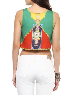 green printed crepe crop top - 12512377 - Standard Image - 3