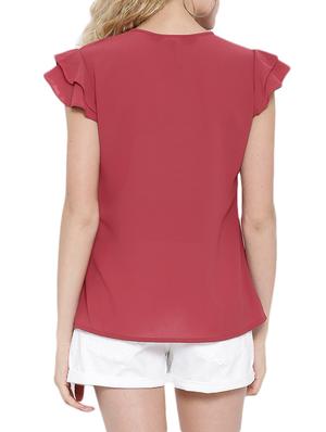 pintuck detail ruffled sleeve top - 12516461 - Standard Image - 3