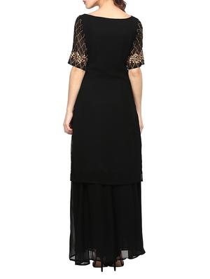 black georgette straight kurta - 12524538 - Standard Image - 3