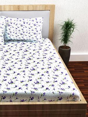 152 tc 100% cotton purple 1 double bedsheet with 2 pillow cover - 12524875 - Standard Image - 3