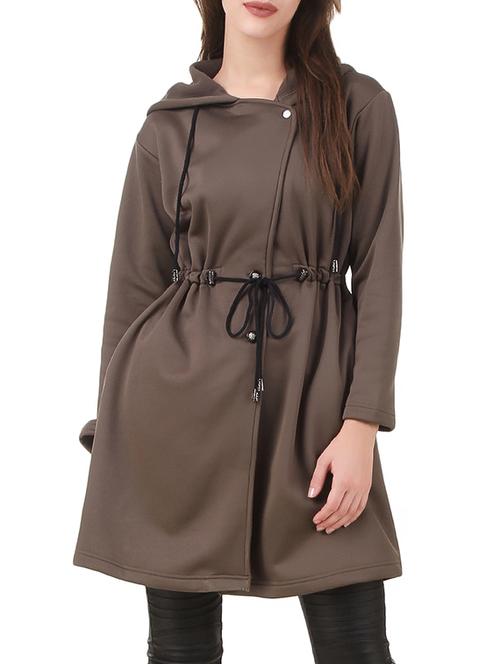 solid brown long over coat - 12546929 - Standard Image - 1