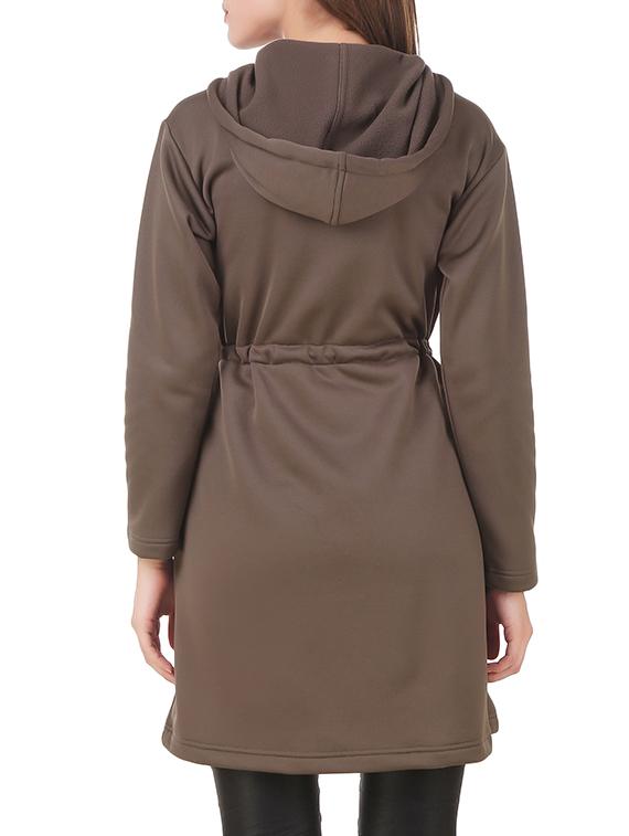 solid brown long over coat - 12546929 - Zoom Image - 3