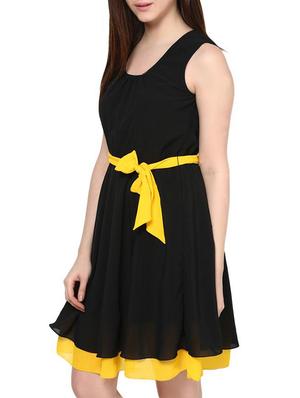 black georgette dress - 12564577 - Standard Image - 3
