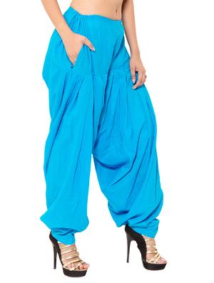 Blue & orange cotton patiyala salwar (set of 2) - 12569274 - Standard Image - 6