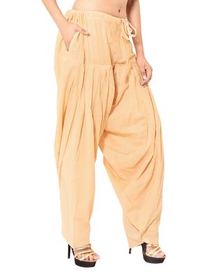 beige & blue cotton patiyala salwar (set of 2) - 12569295 - Standard Image - 3