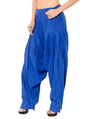 beige & blue cotton patiyala salwar (set of 2) - 12569295 - Standard Image - 6
