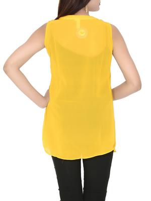 yellow georgette regular top - 12577850 - Standard Image - 3