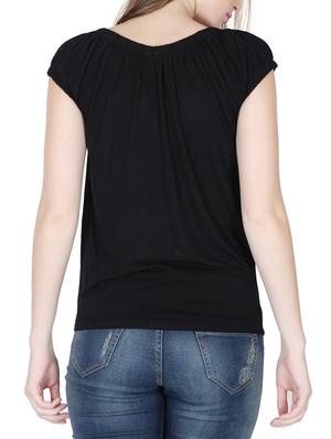 solid black viscose tee - 12586929 - Standard Image - 3