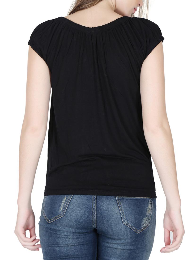 solid black viscose tee - 12586929 - Zoom Image - 3