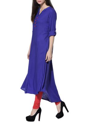 blue rayon indigo kurta - 12648605 - Standard Image - 3