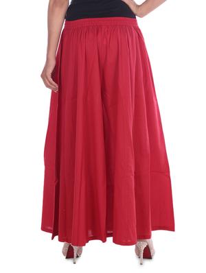 Red Cotton Plain Pants - 1265098 - Standard Image - 3