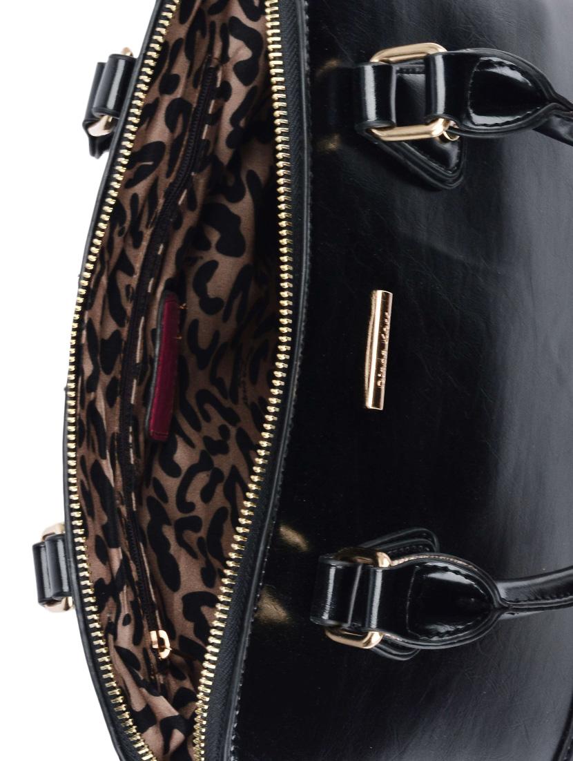 black leatherette structured handbag - 1274242 - Zoom Image - 3
