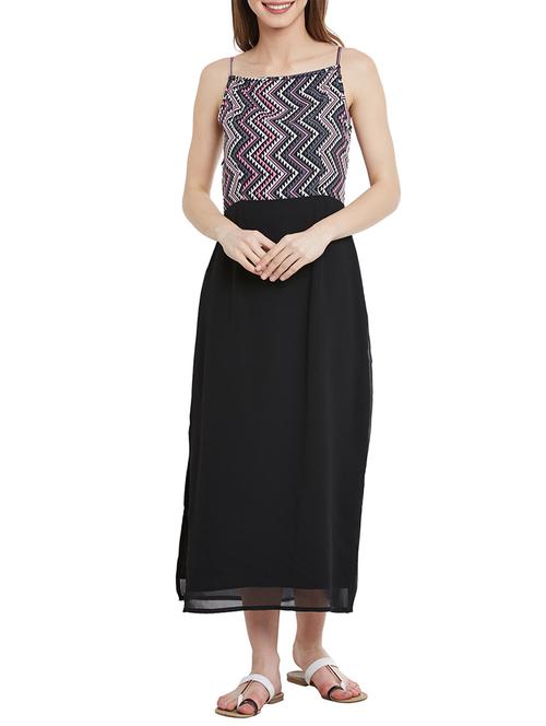 black printed georgette dress - 12758391 - Standard Image - 1