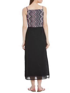 black printed georgette dress - 12758391 - Standard Image - 3