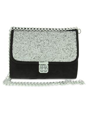 black shimmer faux leather sling bag - 1276988 - Standard Image - 6
