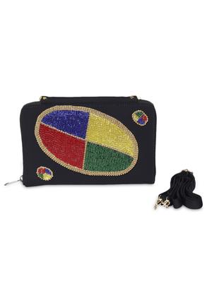 black sequined clutch cum slingbag - 1276993 - Standard Image - 3