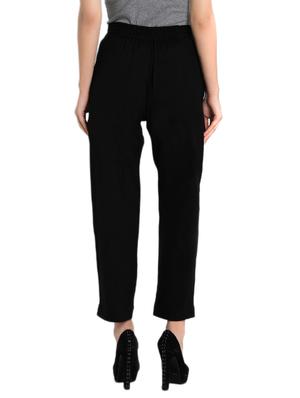 black cotton flat front trouser - 12773764 - Standard Image - 3