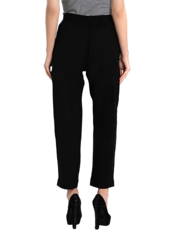 black cotton flat front trouser - 12773764 - Zoom Image - 3