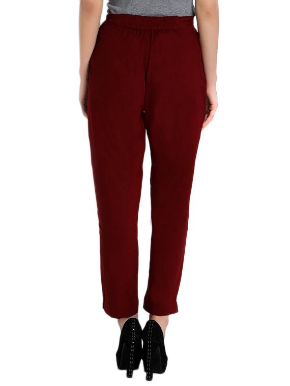 red cotton flat front trouser - 12773783 - Zoom Image - 3