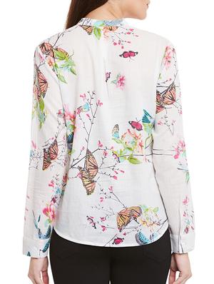 white floral printed cotton regular shirt - 12780093 - Standard Image - 3
