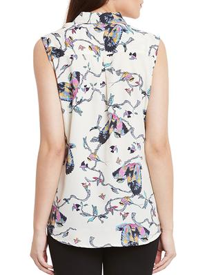 white printed crepe regular shirt - 12780094 - Standard Image - 3