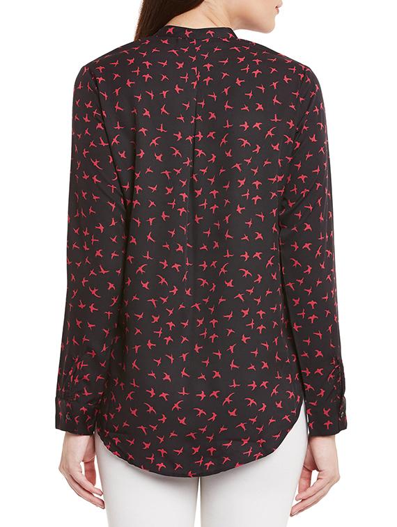 black printed crepe regular shirt - 12780097 - Zoom Image - 3