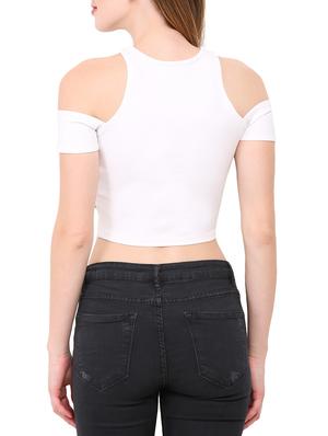 white polyester crop top - 12786278 - Standard Image - 3
