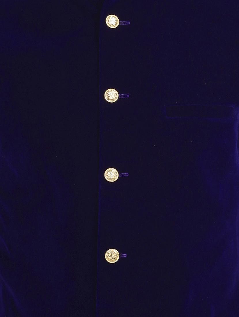 blue velvet nehru jacket - 12787119 - Zoom Image - 3