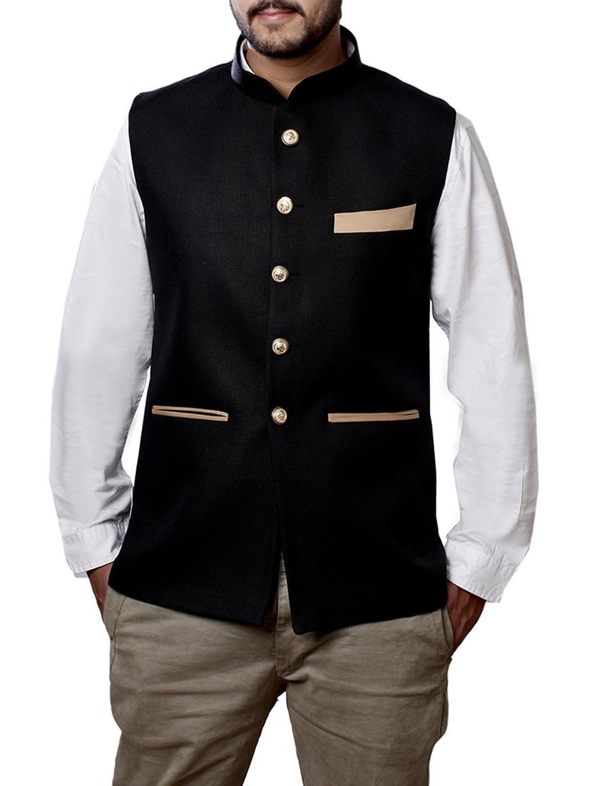 black cotton nehru jacket