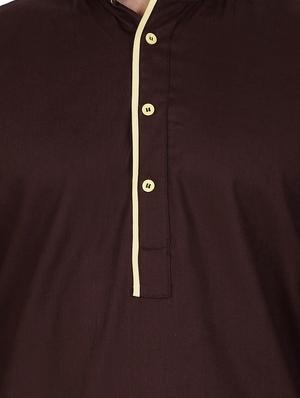 solid brown cotton kurta - 12787168 - Standard Image - 3