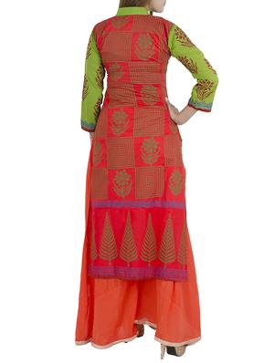 green cotton straight kurta - 12787531 - Standard Image - 3