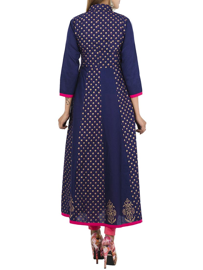 block printed anarkali kurta - 12787537 - Zoom Image - 3