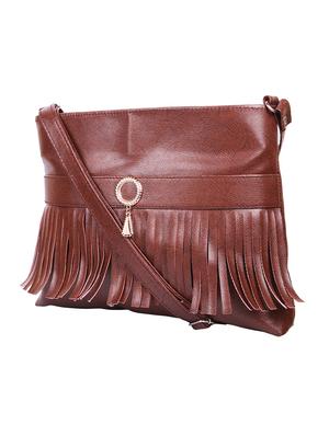 brown leatherette sling bag - 12787915 - Standard Image - 6