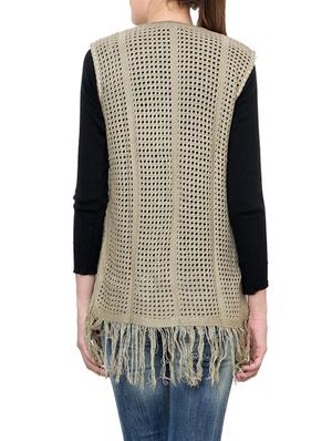 beige acrylic sleeveless shrug - 12789318 - Standard Image - 3