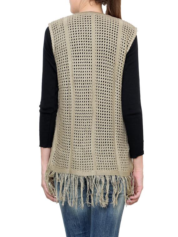 beige acrylic sleeveless shrug - 12789318 - Zoom Image - 3