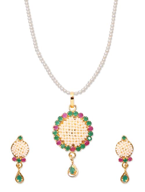 pearls collection golden pendant set for women - 12790489 - Standard Image - 1