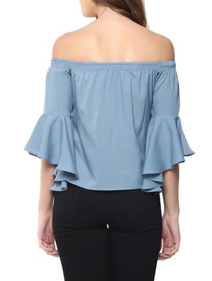 Ruffled sleeved off shoulder top - 12799041 - Standard Image - 3