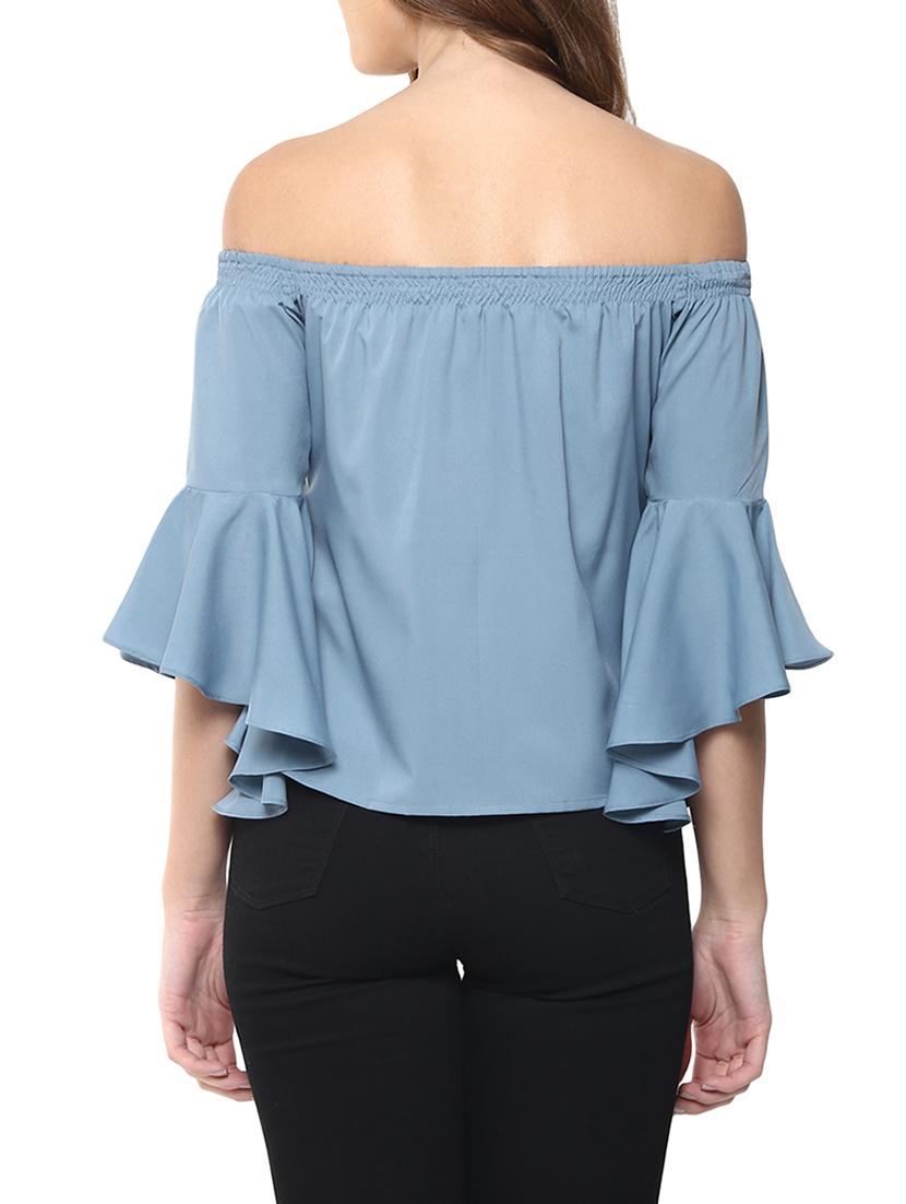 Ruffled sleeved off shoulder top - 12799041 - Zoom Image - 3