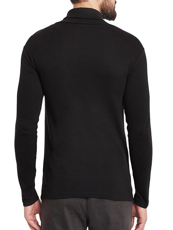 black cotton colour block t-shirt - 12801102 - Zoom Image - 3