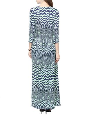 blue chevron printed viscose maxi dress - 12802500 - Standard Image - 3