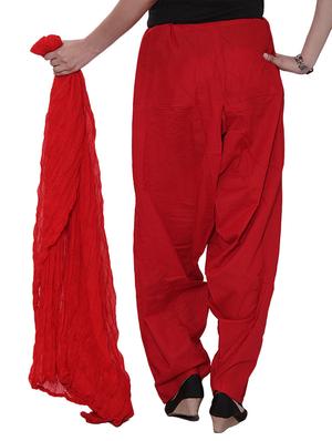 Red Cotton Plain Salwar - 12808793 - Standard Image - 3