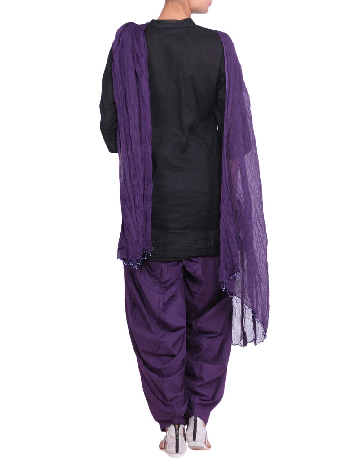 purple cotton salwar with dupatta - 12808797 - Zoom Image - 3