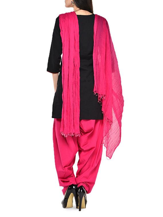 pink cotton patiyala salwars - 12808800 - Zoom Image - 3