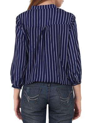 mandarin neckline striped top - 12814677 - Standard Image - 3