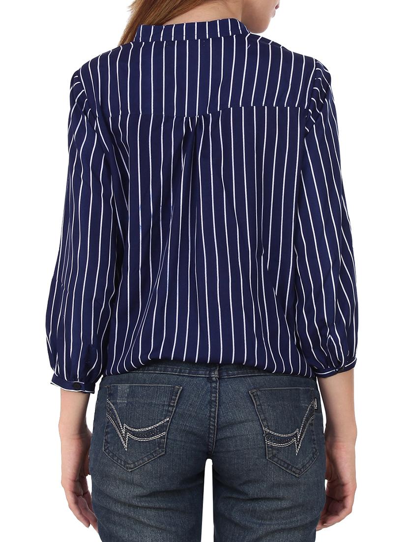 mandarin neckline striped top - 12814677 - Zoom Image - 3
